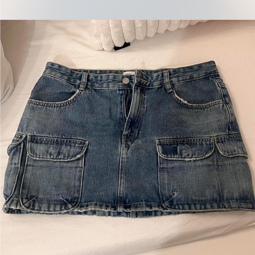 Zara Blue denim Cargo Mini Skirt